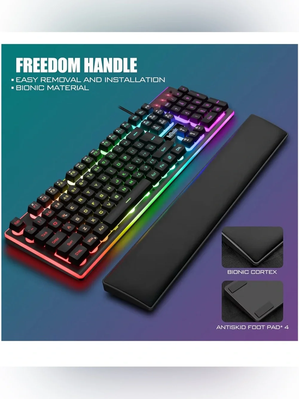 RedThunder K10 Wired Gaming Keyboard & Mouse Combo with Wrist Rest – Black